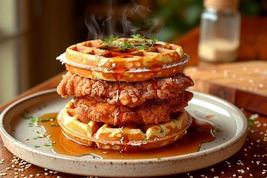 Mini Churro Asian Fried Chicken-N-Waffles
